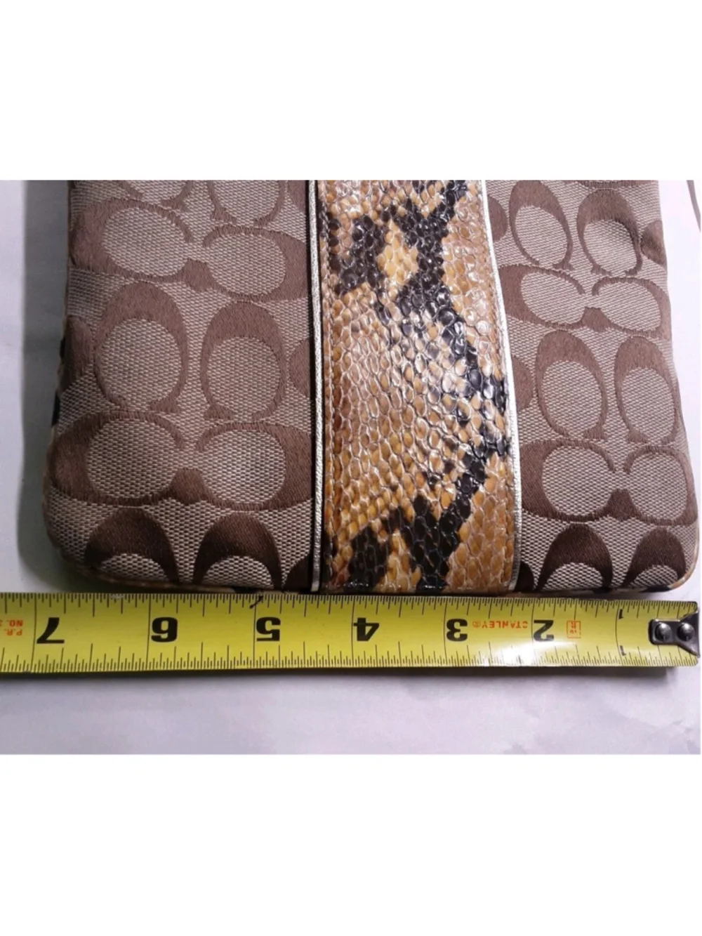 COACH-Sutton-Signature Crossbody-Python Trim-Gold Logo Khaki Jacquard #47875